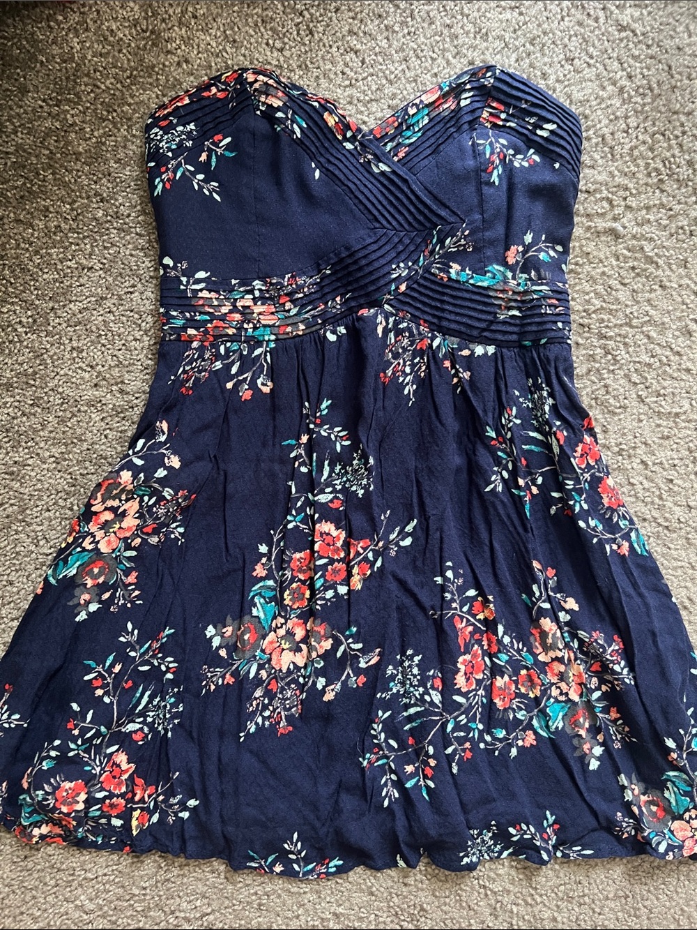 Kimchi Blue Navy Strapless Floral Summer Dress